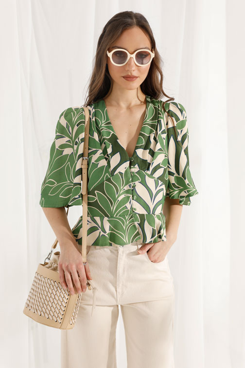 Krem farmerke širokih nogavica Tiffany Production